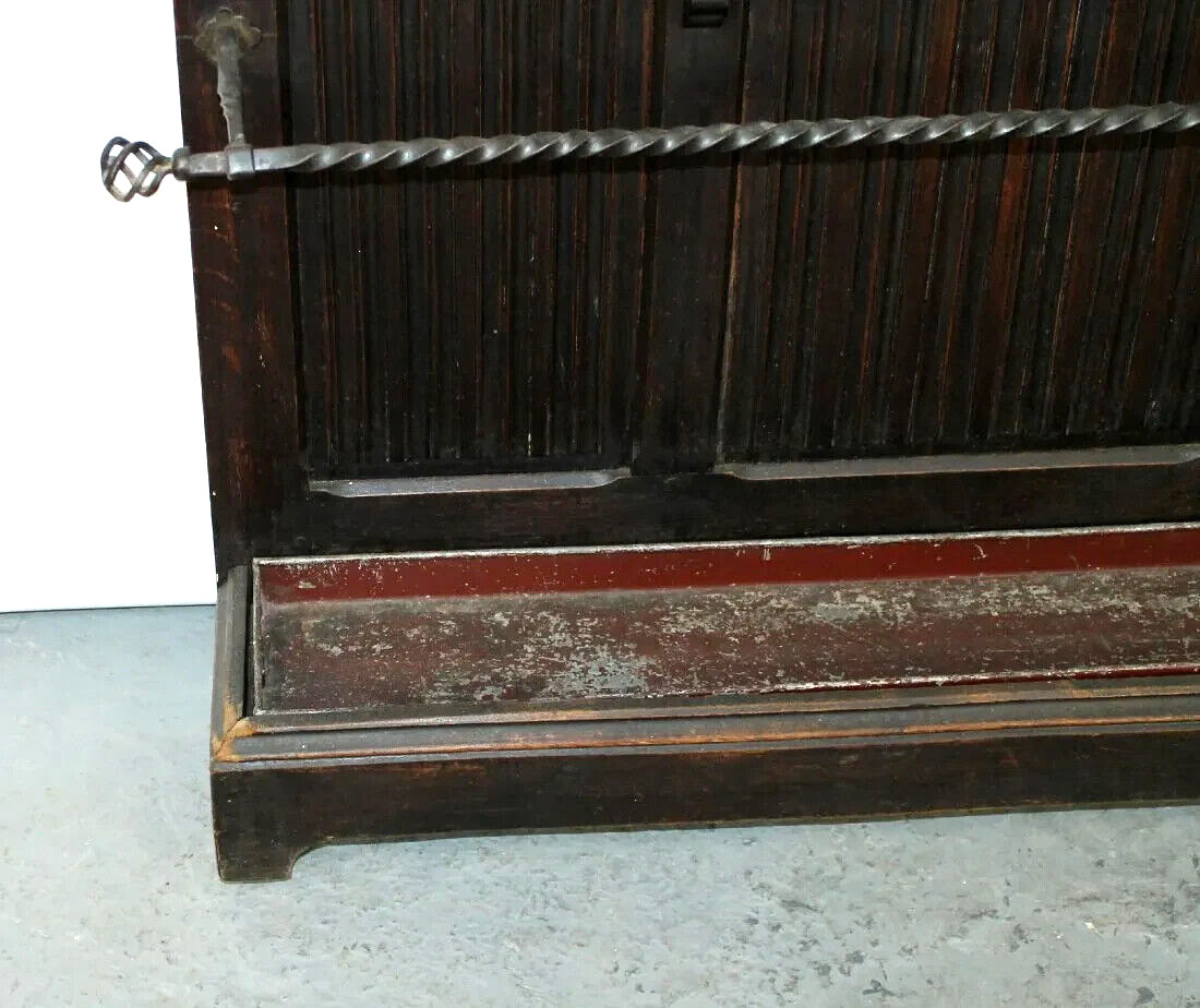 French Gothic Revival Oak Carved Hall Tree Mirror