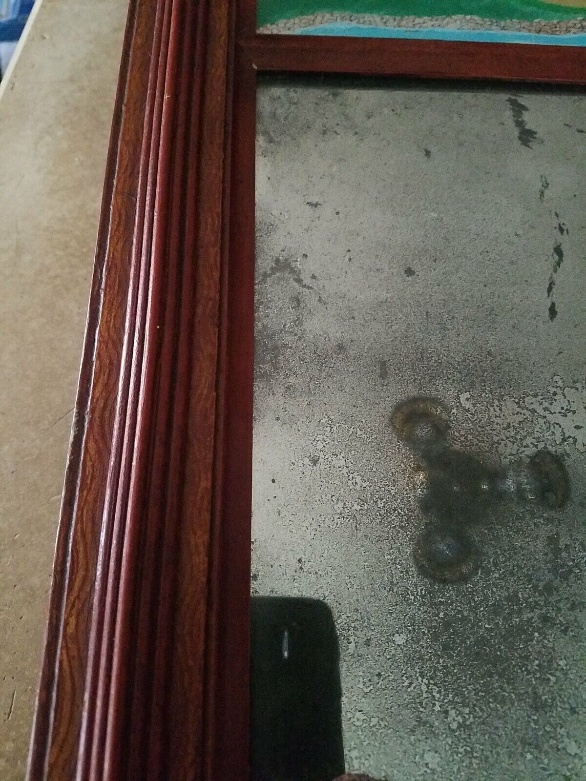 Federal Folk Art Mirror with Wood Frame, 26.5 x 15.5