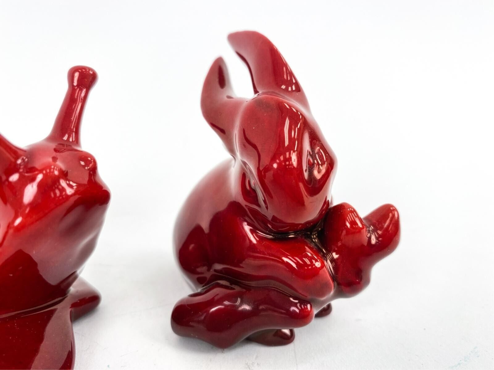 Late 1800's Zsonlay Pecs Red Porcelain Animal Figurines