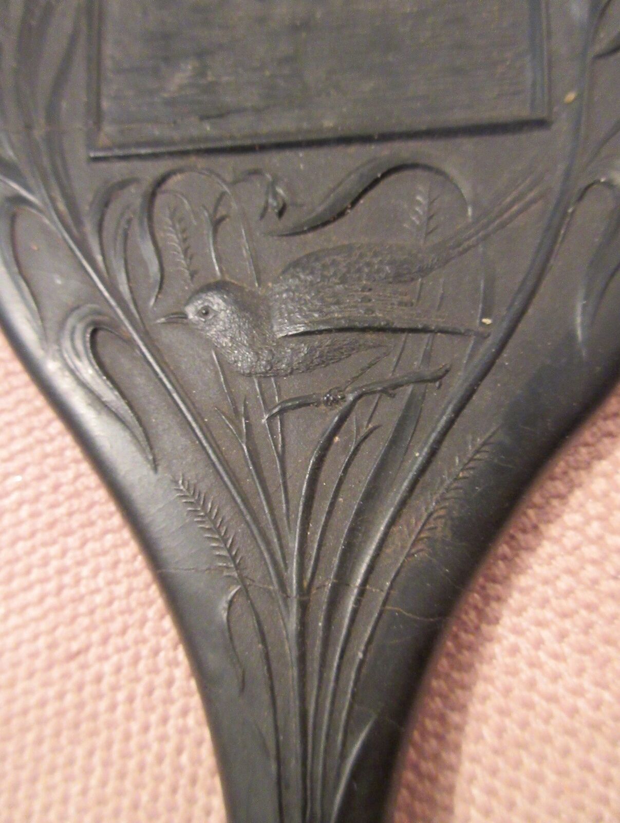 Antique 1800's Gutta Percha Silverplate Ornate Vanity Mirror
