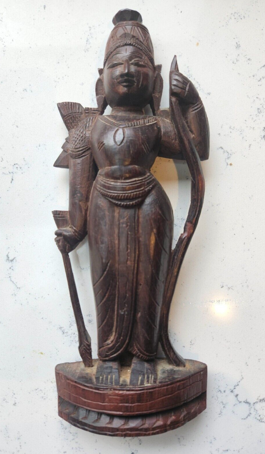 Hand Carved Wood Hindu Goddess Figure from 1900s
