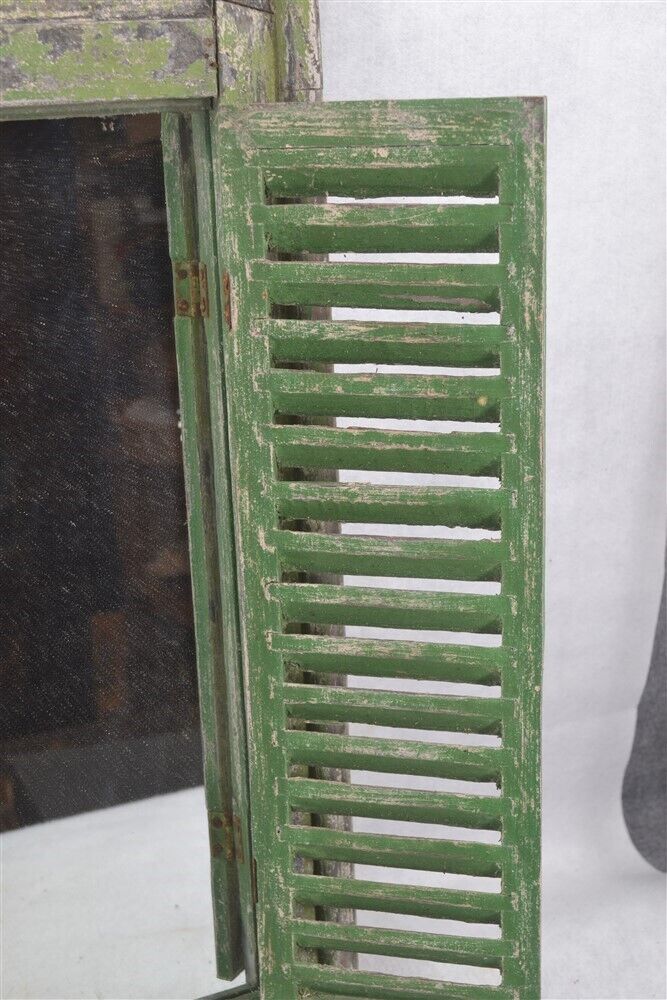 19th Century Architectural Arch Shutter Mirror - Green Grunge