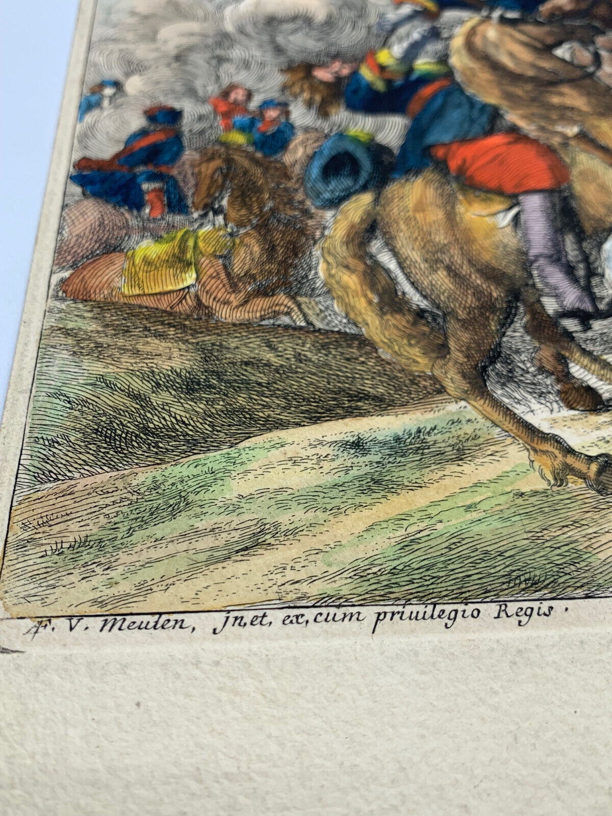 18th century Van Huchtenburgh print featuring men and horses