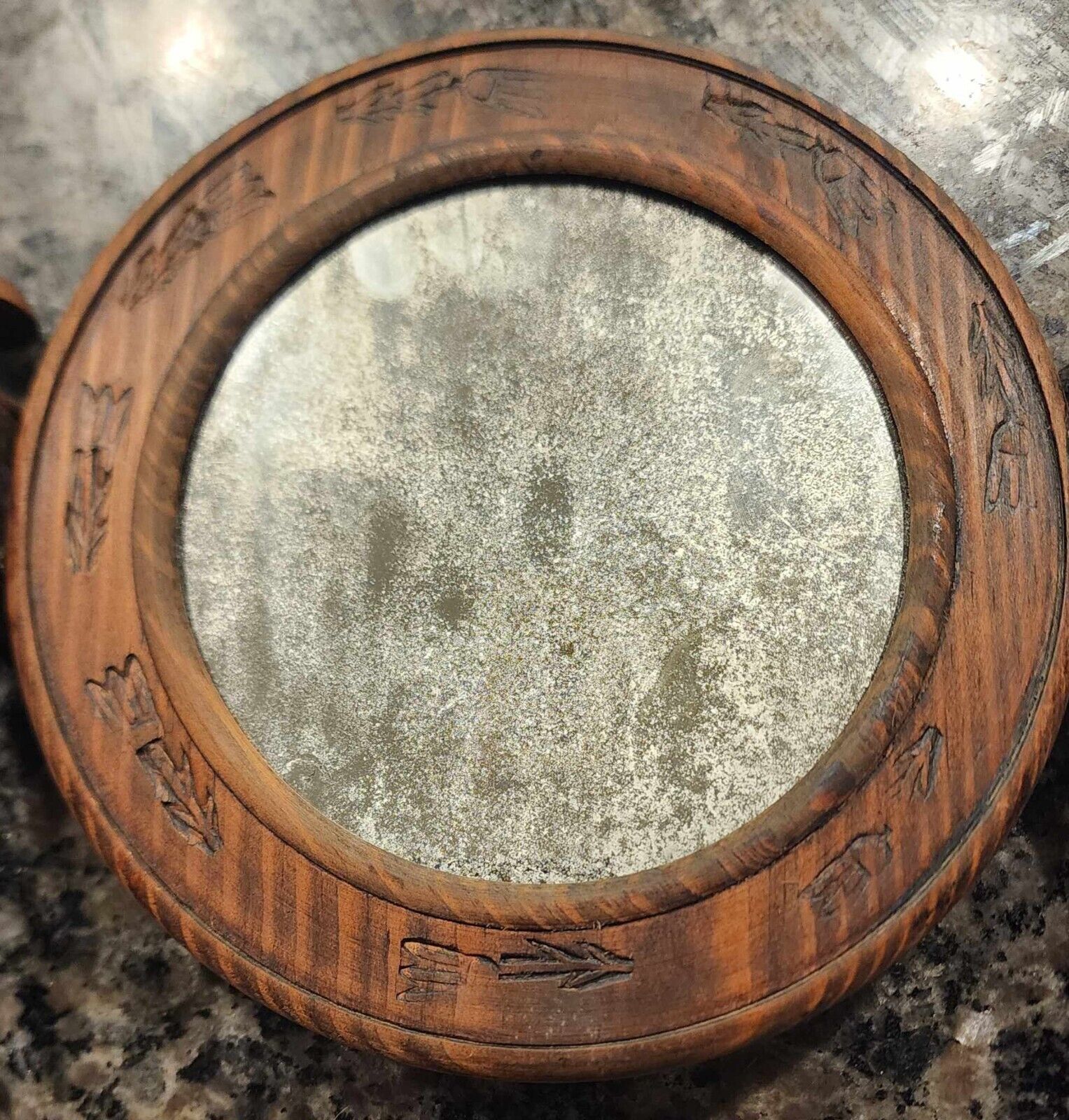 Antique Men's Walnut Pedestal Shaving Mirror circa 1900