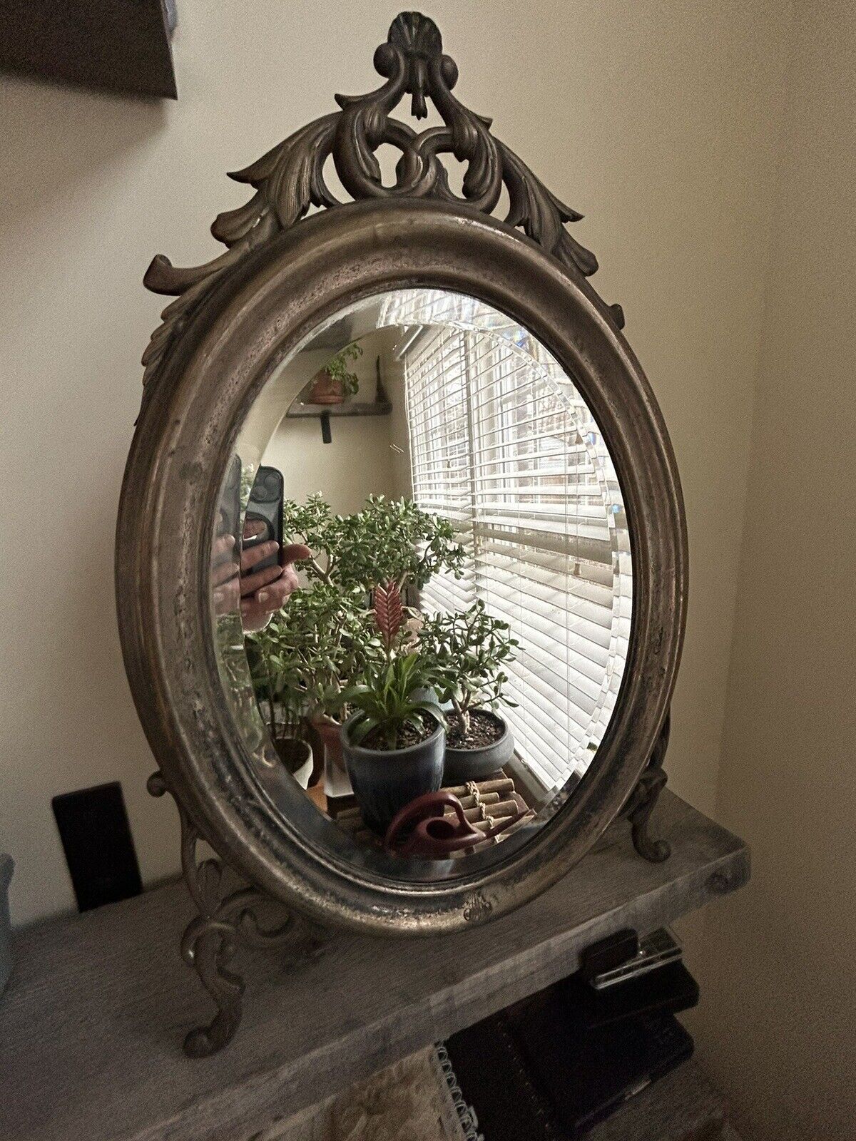1800's Silver Plate Norblin Warszawa Poland Vanity Mirror