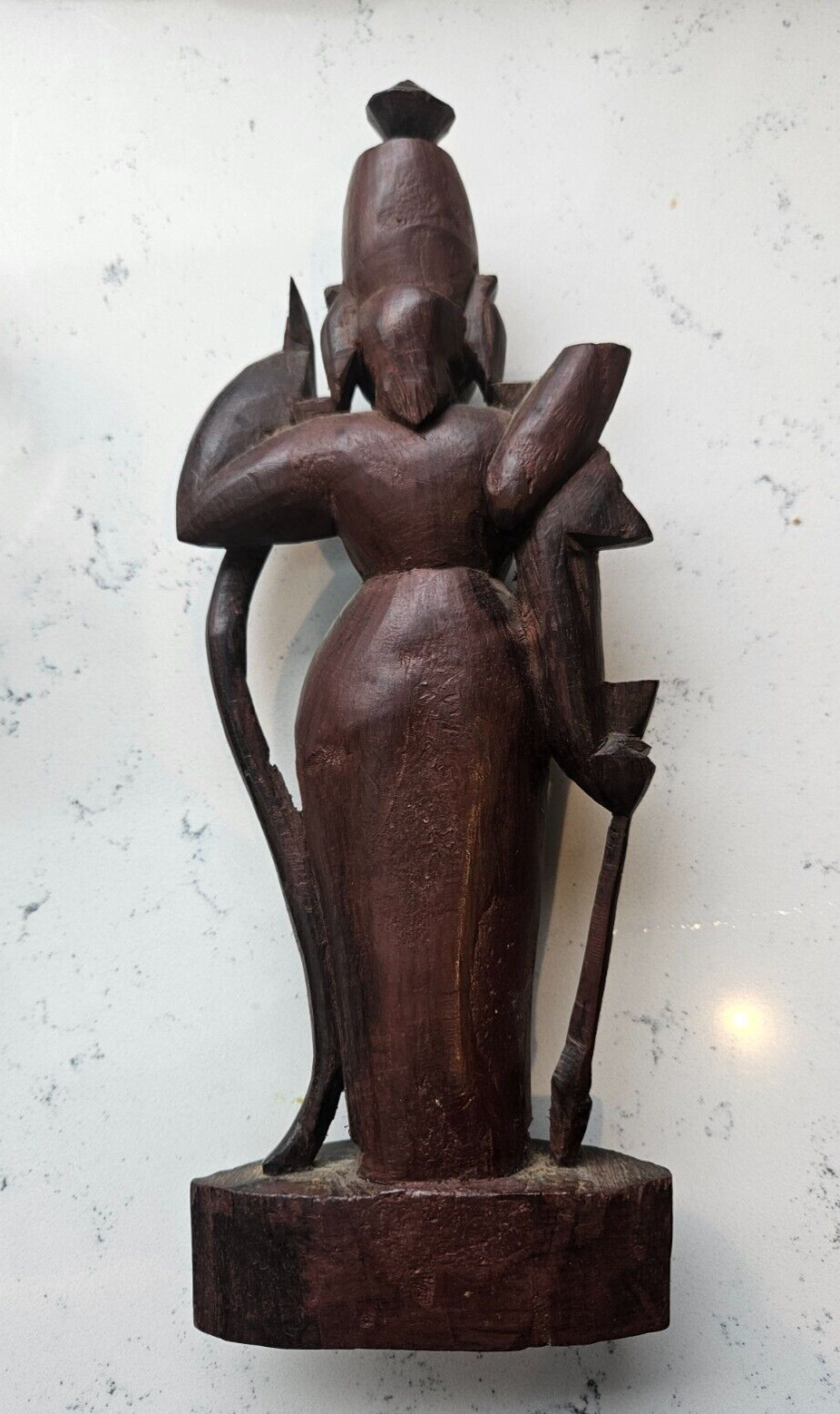 Hand Carved Wood Hindu Goddess Figure from 1900s