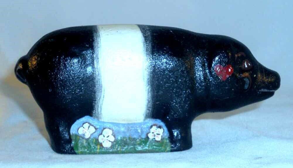 1900s Polychrome Painted Folk Art Pig by J Dierwechter