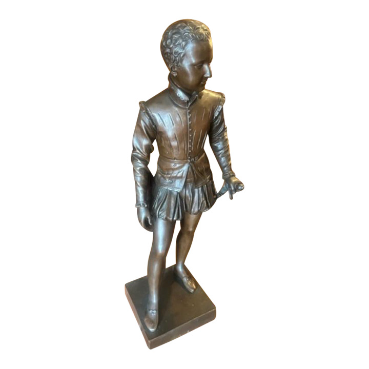 Large 4 ft Bronze Young Man with Sword