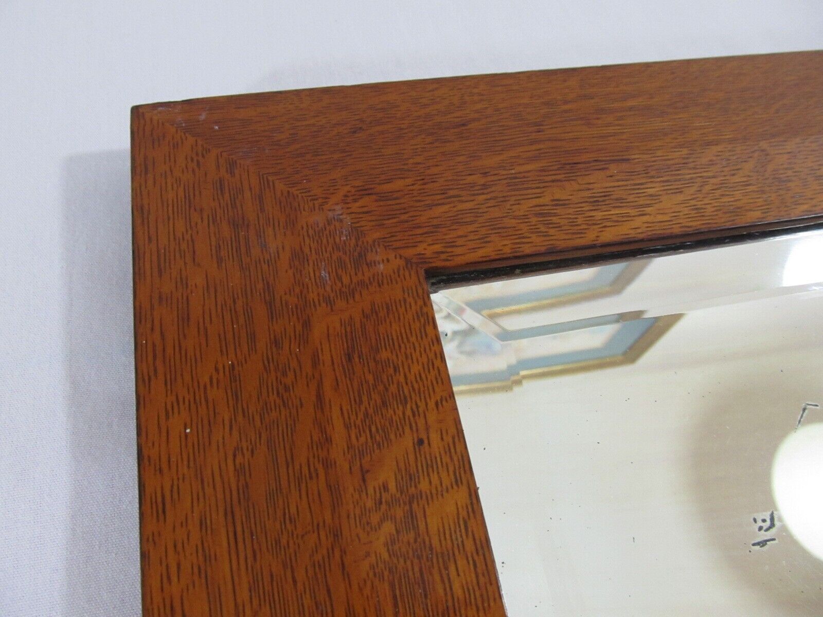 1800's Hand Beveled Mercury Mirror in Antique Oak Frame