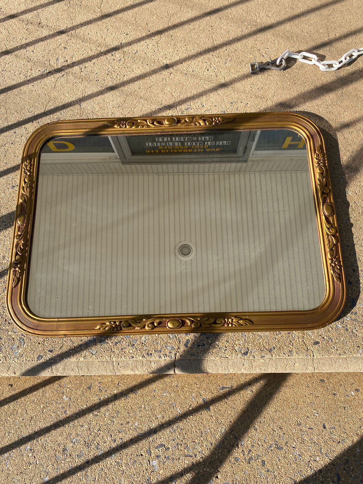 Gold Framed Antique Wood Rectangle Mirror 27” x 20”