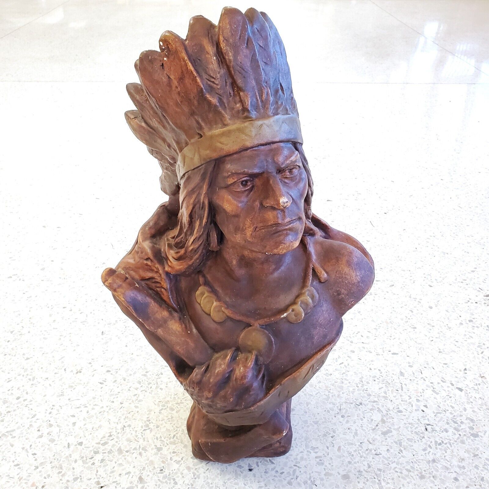 1900s Native American Cigar Store Advertising Statue 13x21