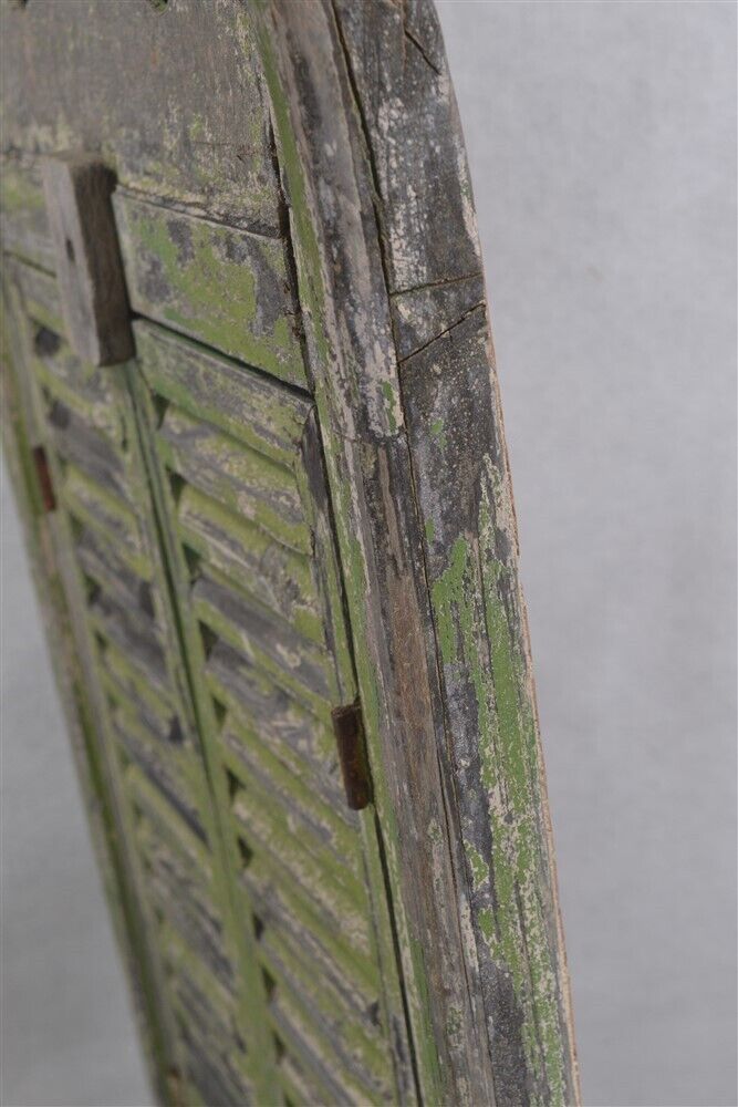 19th Century Architectural Arch Shutter Mirror - Green Grunge