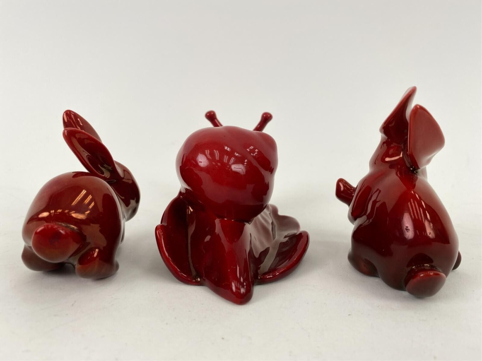 Late 1800's Zsonlay Pecs Red Porcelain Animal Figurines