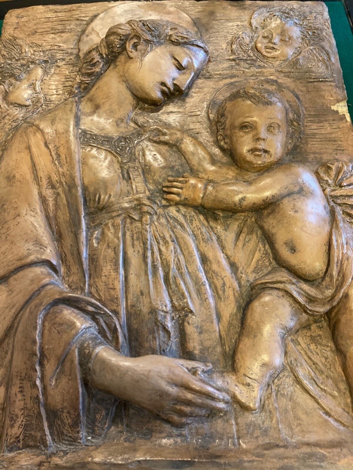 Antique Terracotta Madonna and Child Sculpture from Firenze