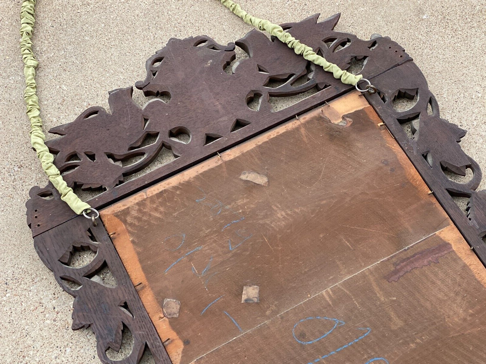 1800s Carved Wood Black Forest Large Mirror - Hunting Game Lodge