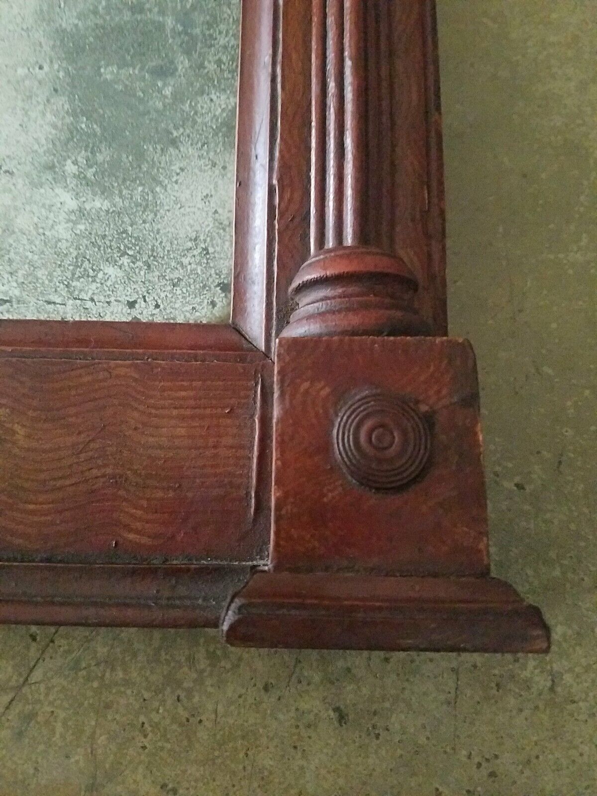 Federal Folk Art Mirror with Wood Frame, 26.5 x 15.5