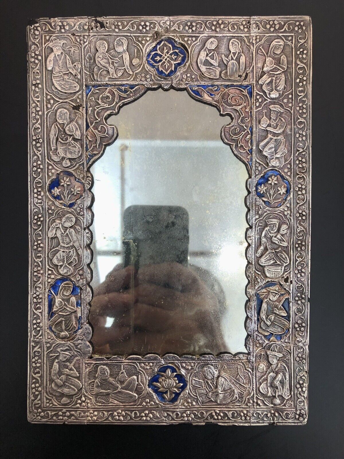 Persian Silver 1800s Antique Mirror Ottoman Empire
