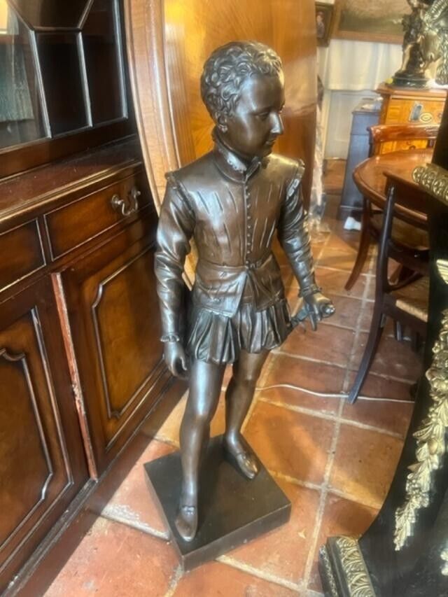 Large 4 ft Bronze Young Man with Sword