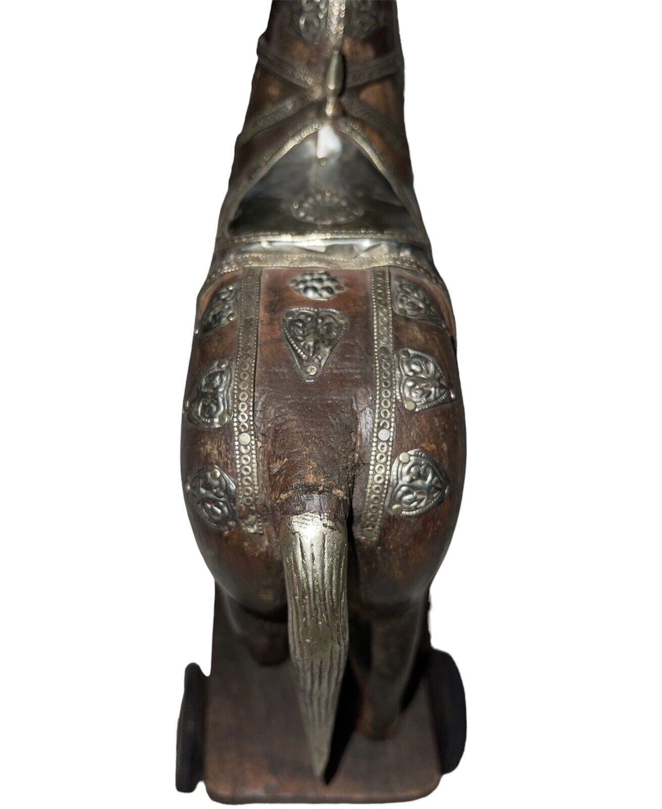 1900s Hand Carved Armored Horse with Silver and Brass
