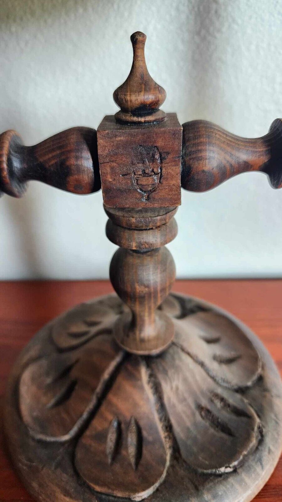 Antique Men's Walnut Pedestal Shaving Mirror circa 1900