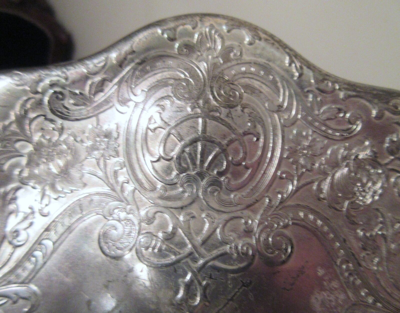 Antique 1800's Gutta Percha Silverplate Ornate Vanity Mirror