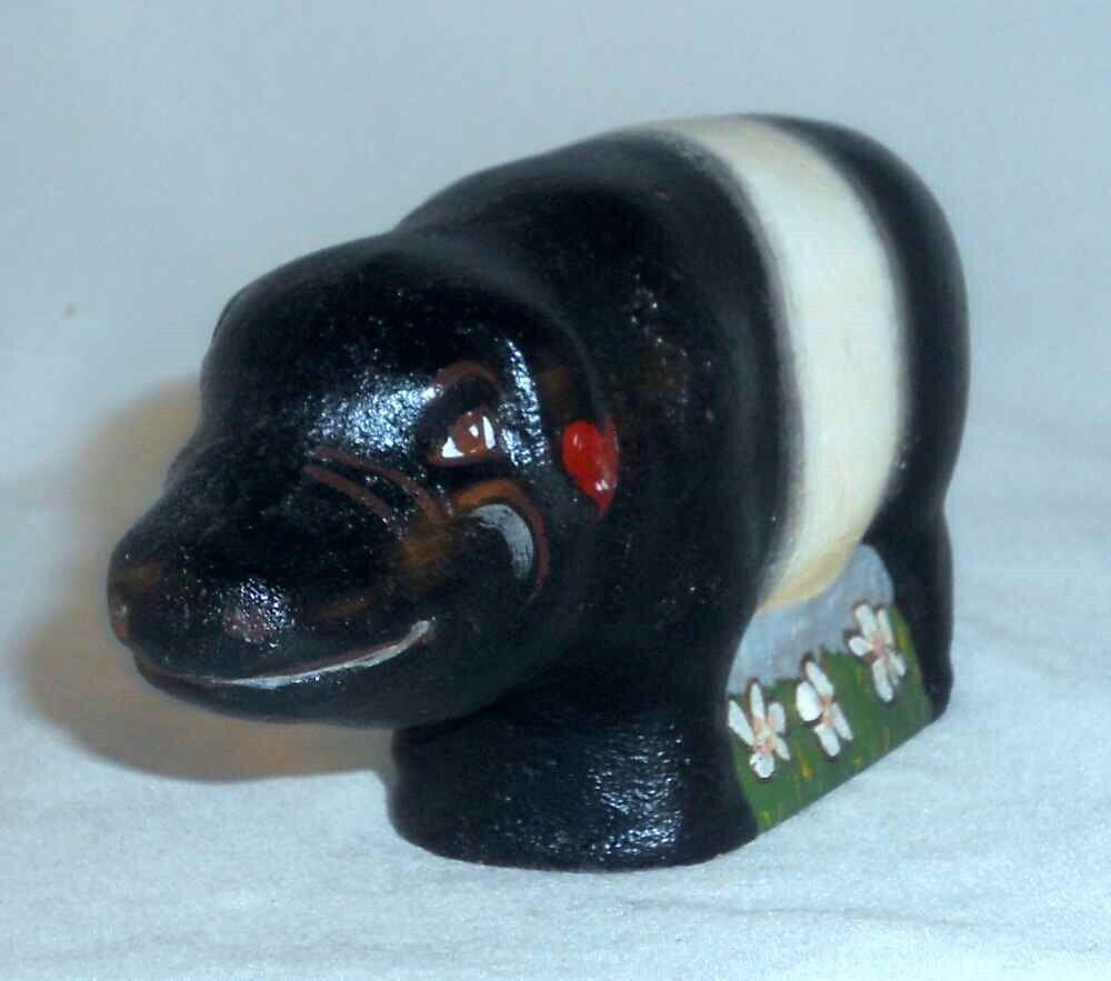 1900s Polychrome Painted Folk Art Pig by J Dierwechter