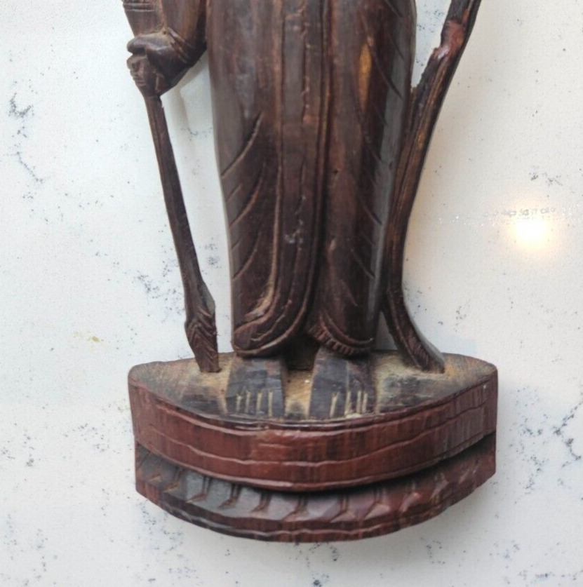 Hand Carved Wood Hindu Goddess Figure from 1900s
