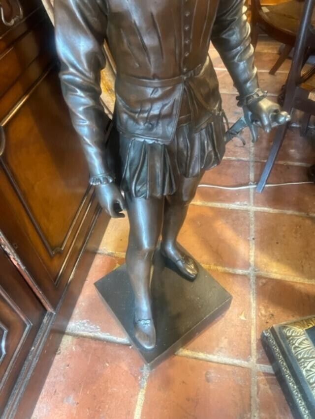 Large 4 ft Bronze Young Man with Sword