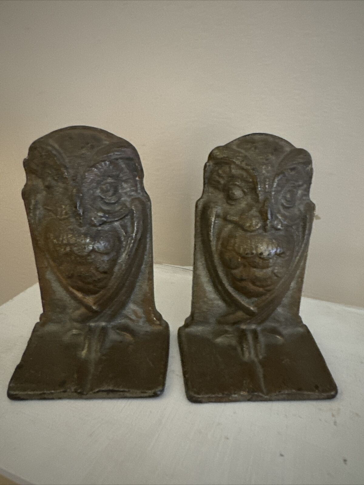 Ornate Cast Iron OWL Bookends from the Early 1900s