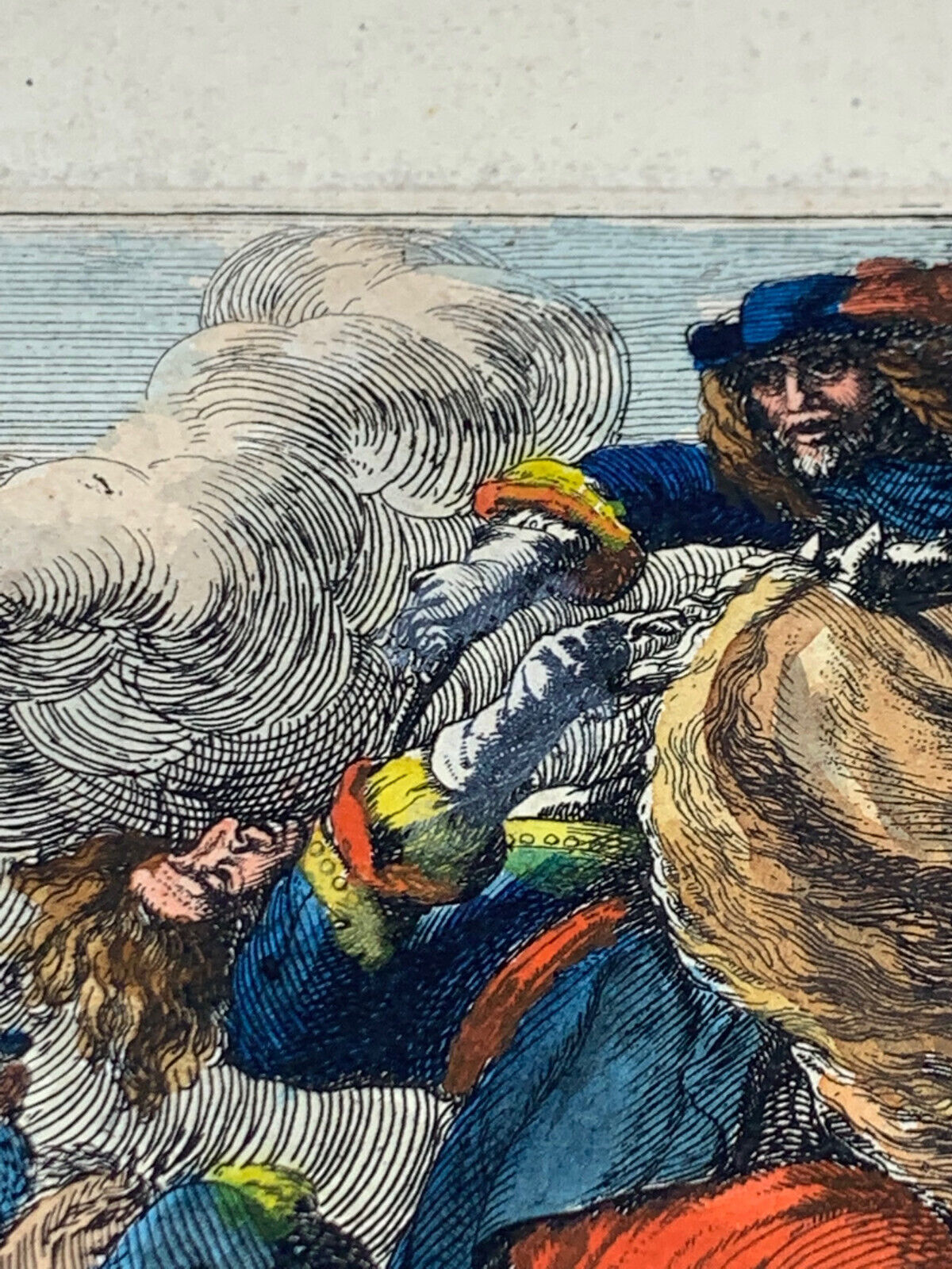 18th century Van Huchtenburgh print featuring men and horses