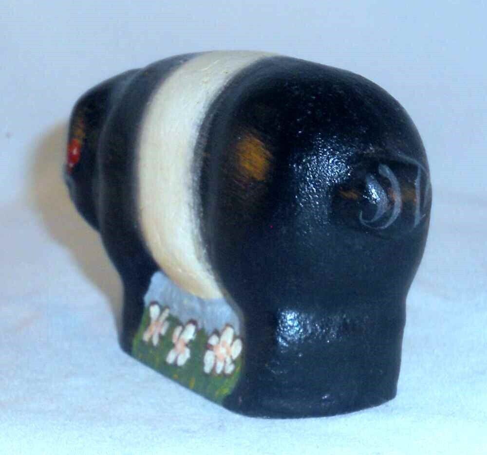 1900s Polychrome Painted Folk Art Pig by J Dierwechter