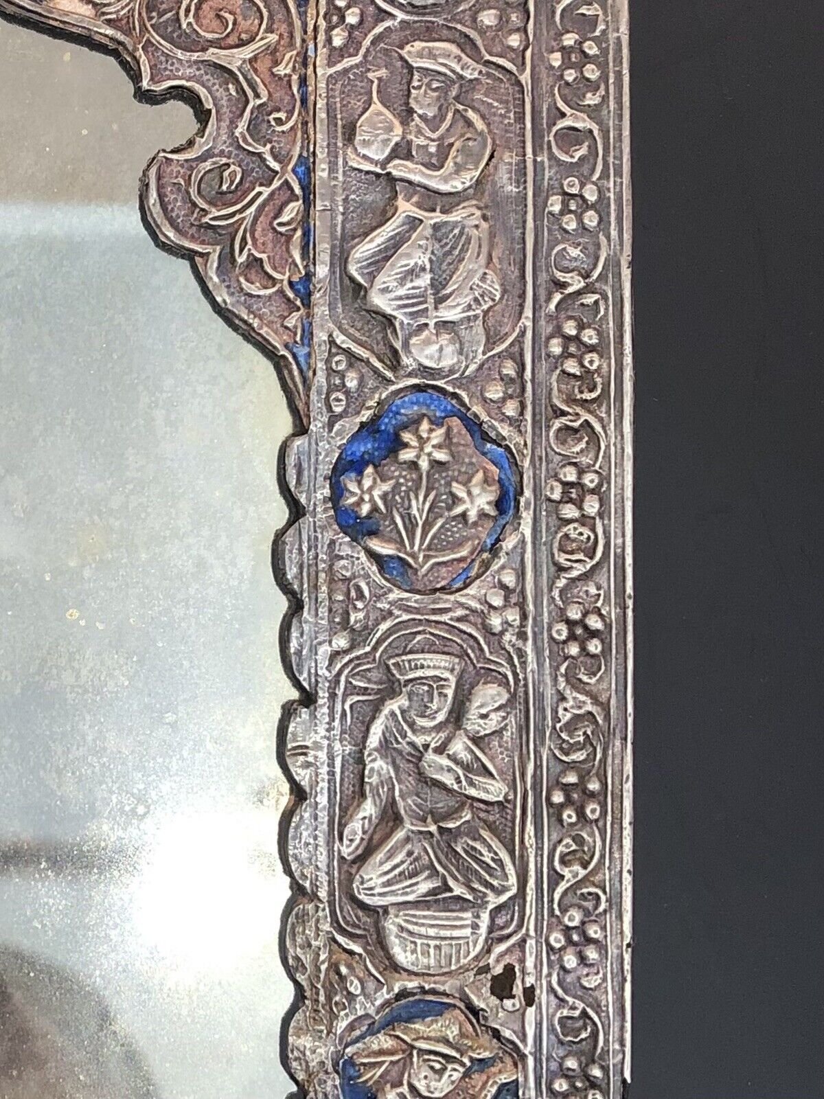 Persian Silver 1800s Antique Mirror Ottoman Empire