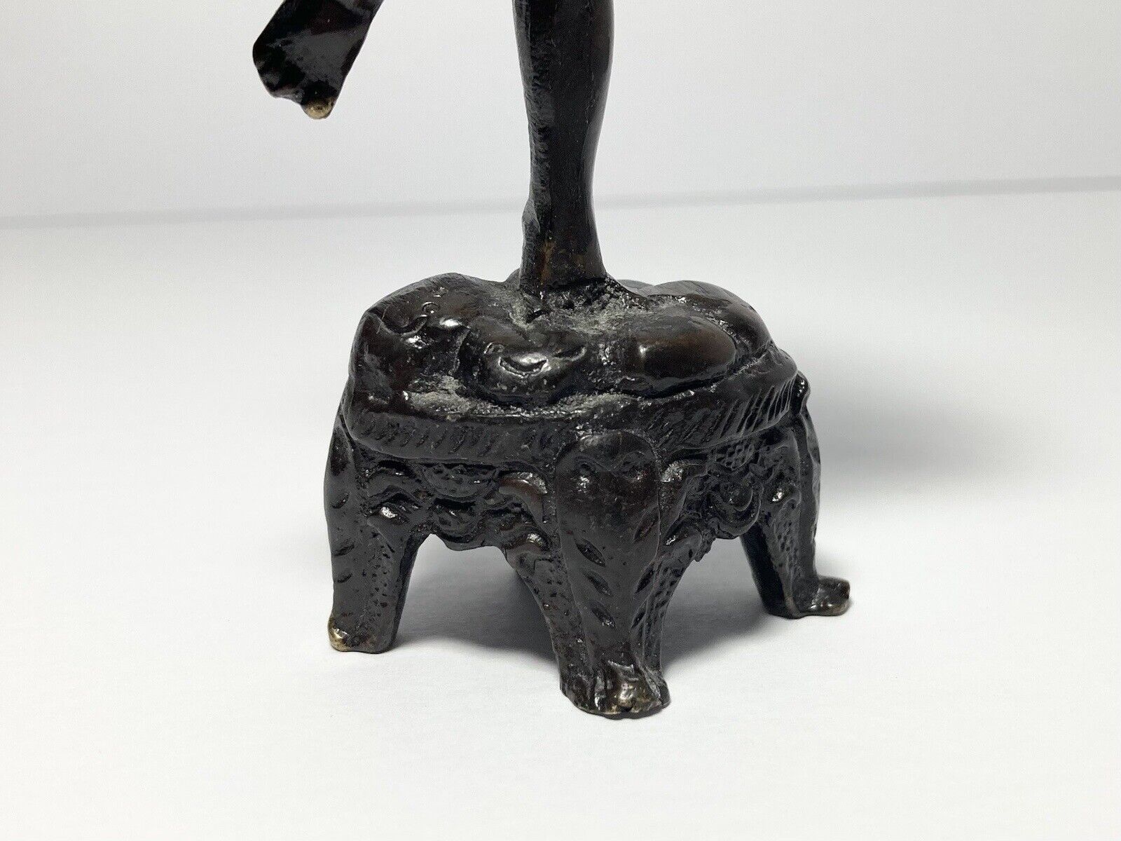 French Cherub Playing Flute Bronze Statuette 5.75