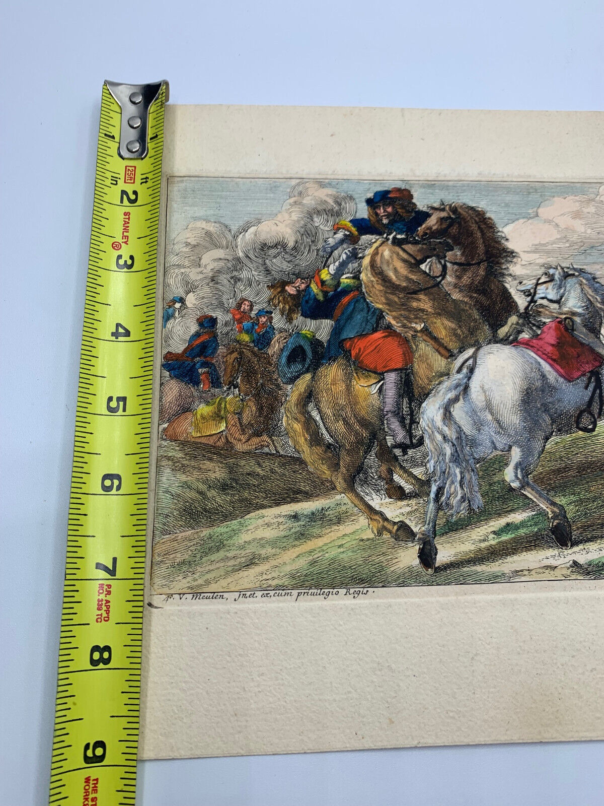 18th century Van Huchtenburgh print featuring men and horses