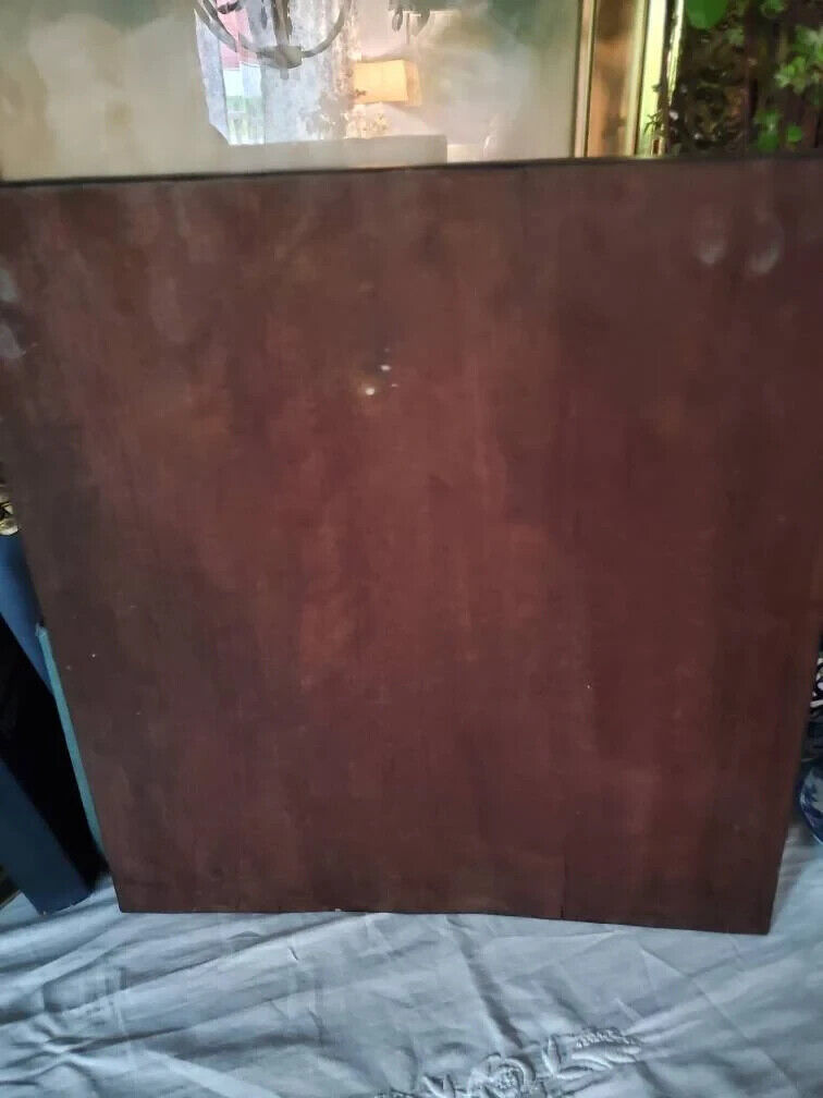 Early 1900s Antique Wooden Panel Textile Worker Art