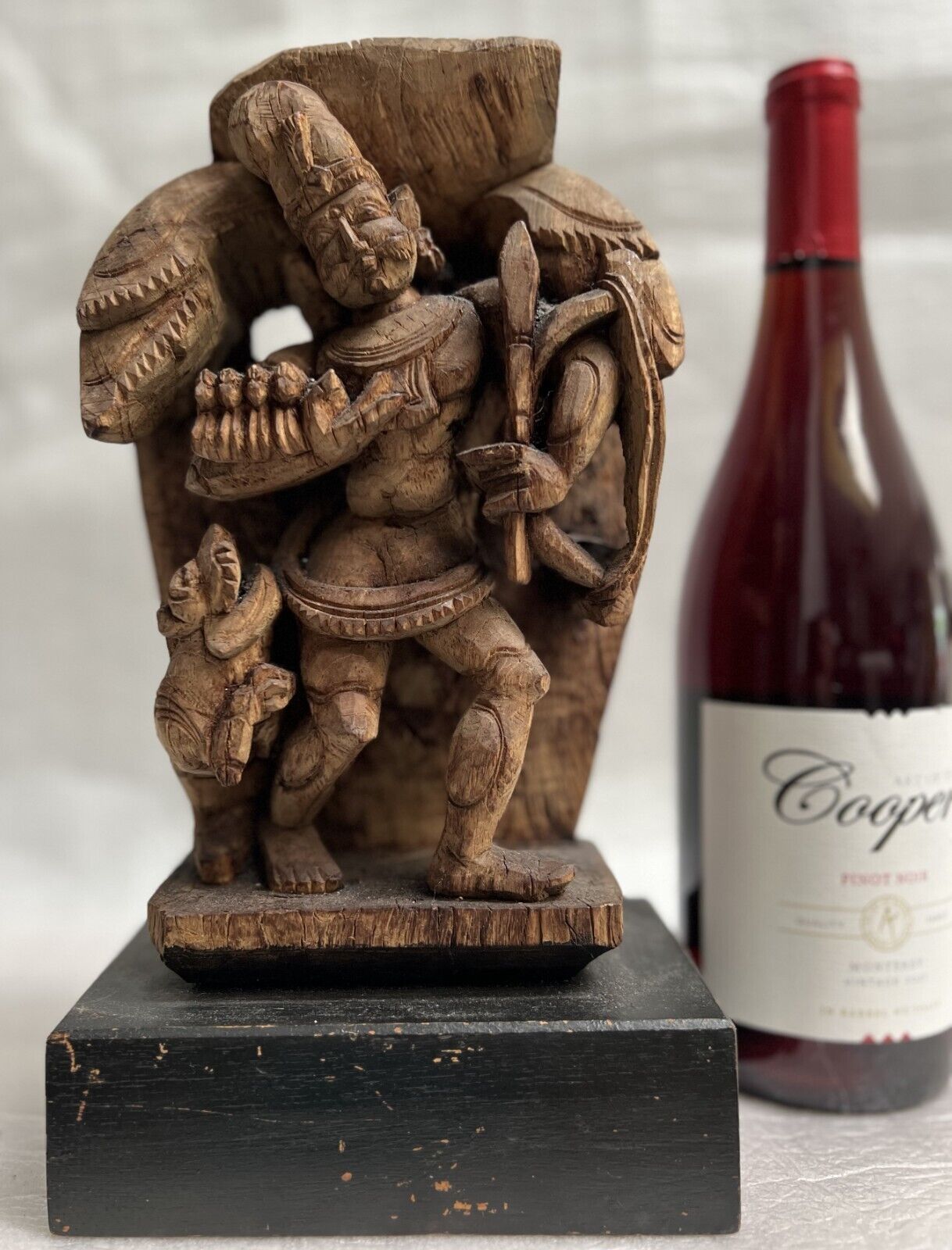 Pre-1900s Hand Carved Rajasthan Warrior Preparing for Battle
