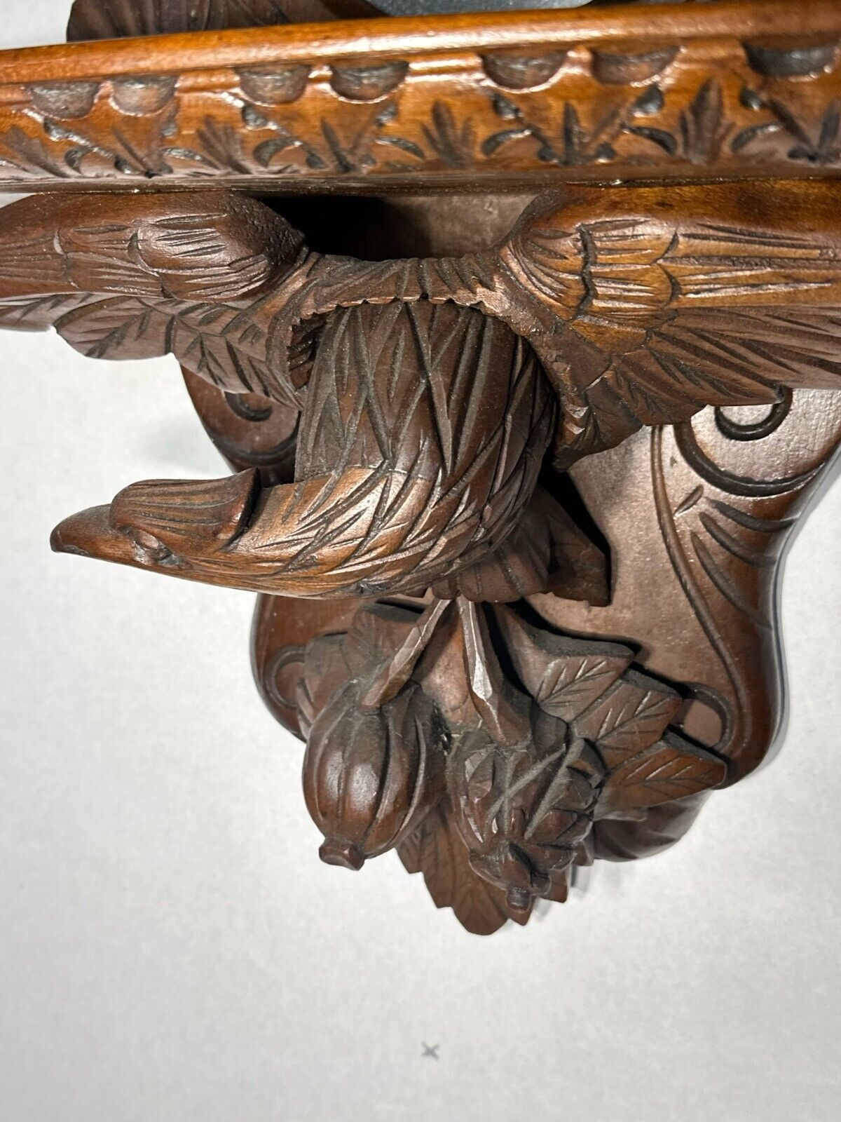Black Forest Mirror with Full Eagles, Walnut Frame