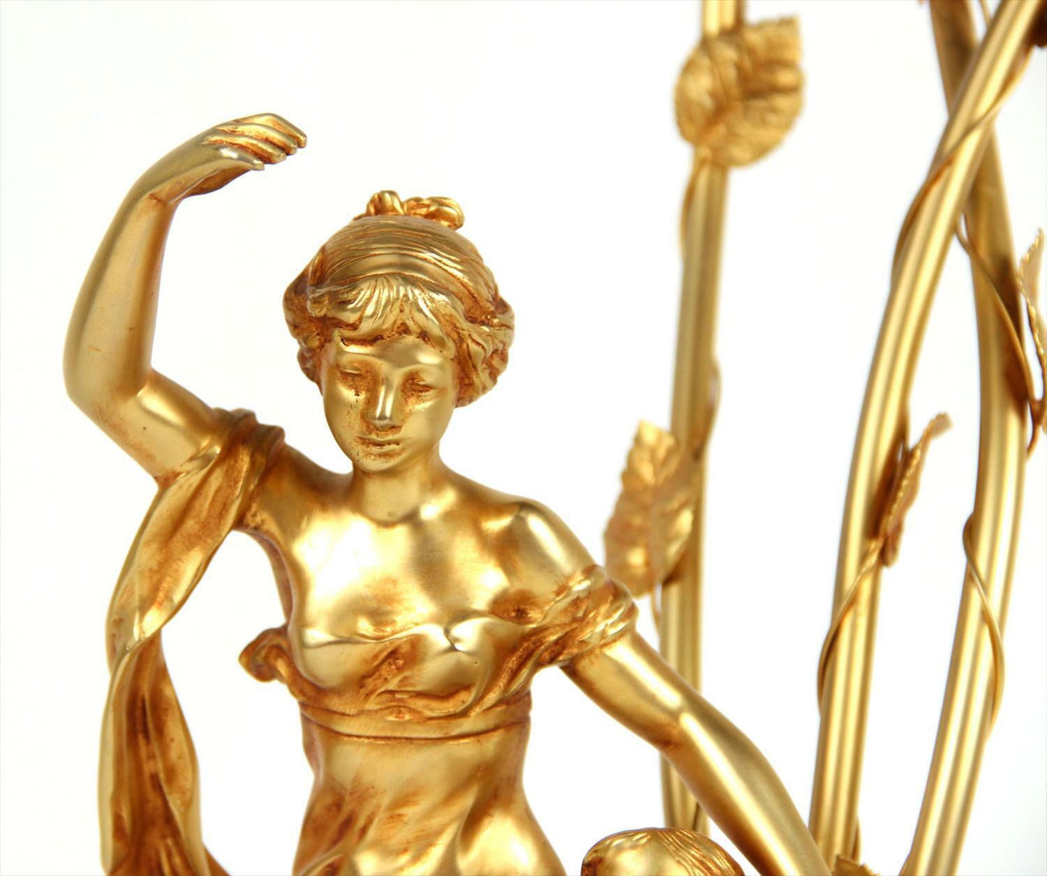 French Belle Epoque Ferville Suan Bronze Sculpture Lamp