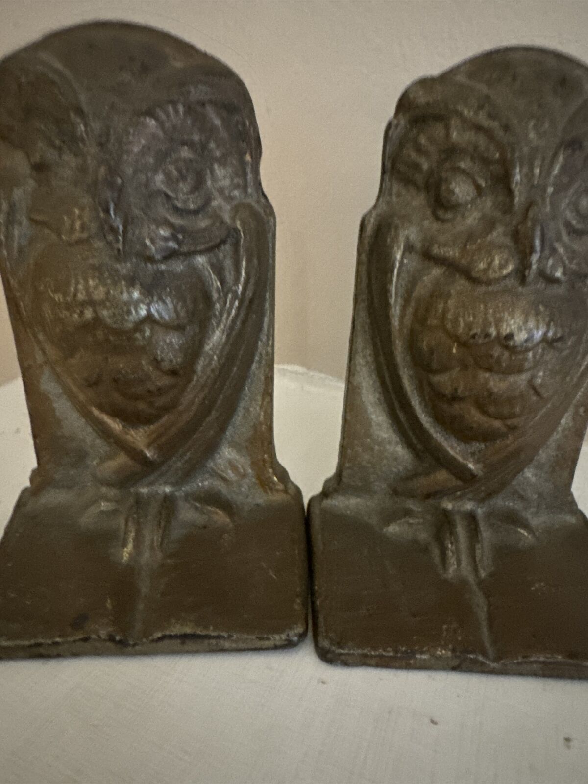 Ornate Cast Iron OWL Bookends from the Early 1900s