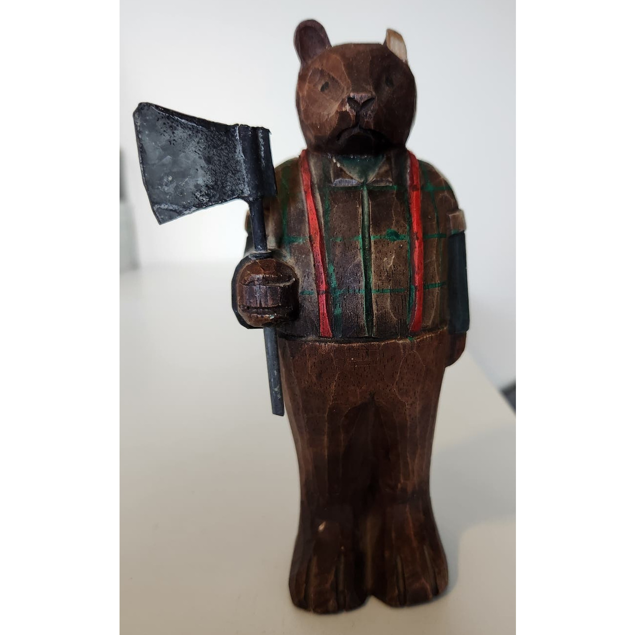 Vintage 1900's Carved Wooden Lumber Jack Bear Figurine