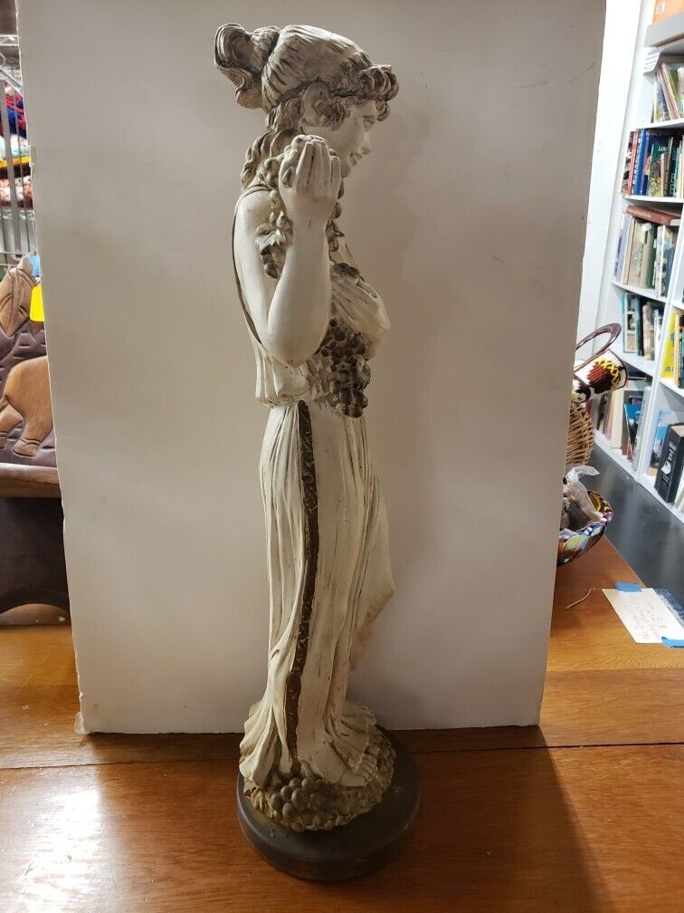 Art Nouveau Woman with Grapes Chalkware Sculpture 1900's