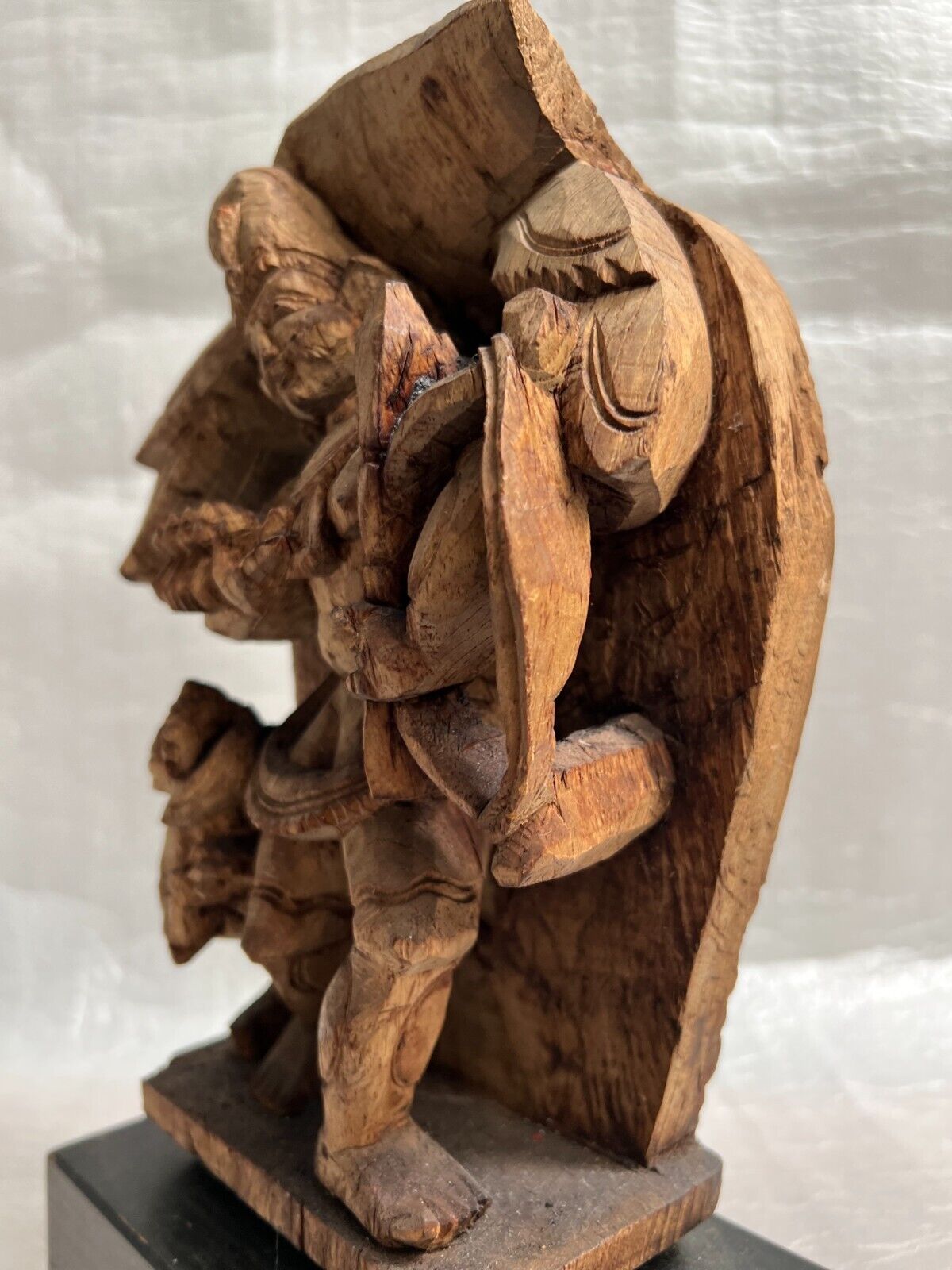 Pre-1900s Hand Carved Rajasthan Warrior Preparing for Battle