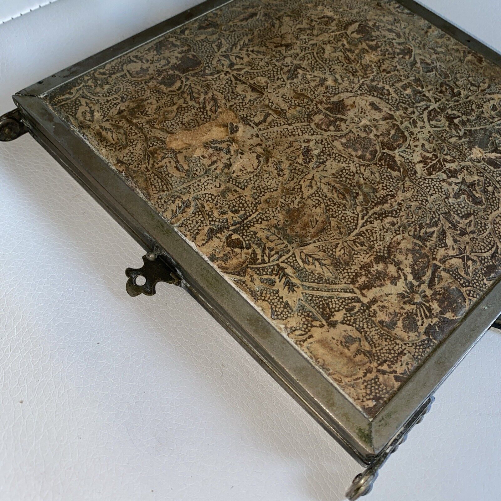 Late 1800s Brass Tri-Fold Travel Vanity Mirror Unique