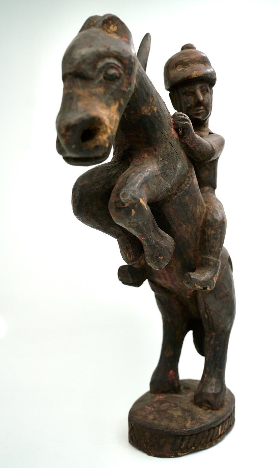 1800's Nepal Wooden Sculpture: Warrior on Soaring Horse