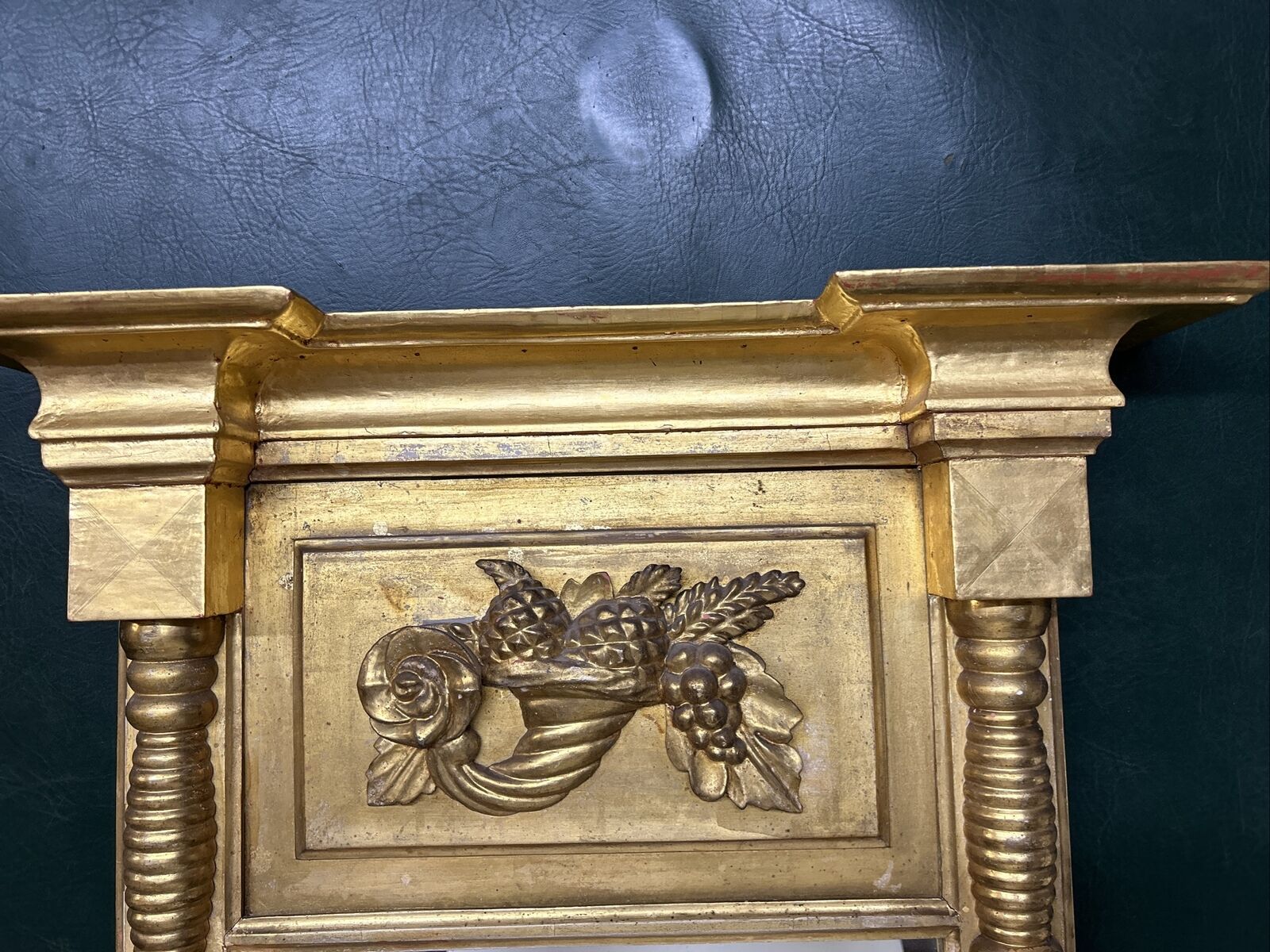 Federal Gold Painted Antique Mirror with Cornucopia Carving