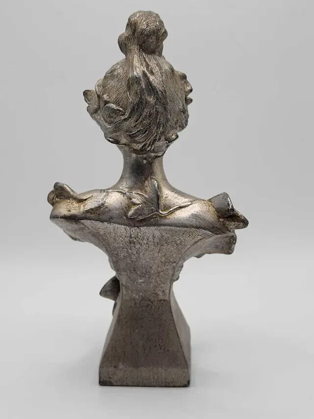 1900's Spelter Lady Figure Bust Head Art Nouveau