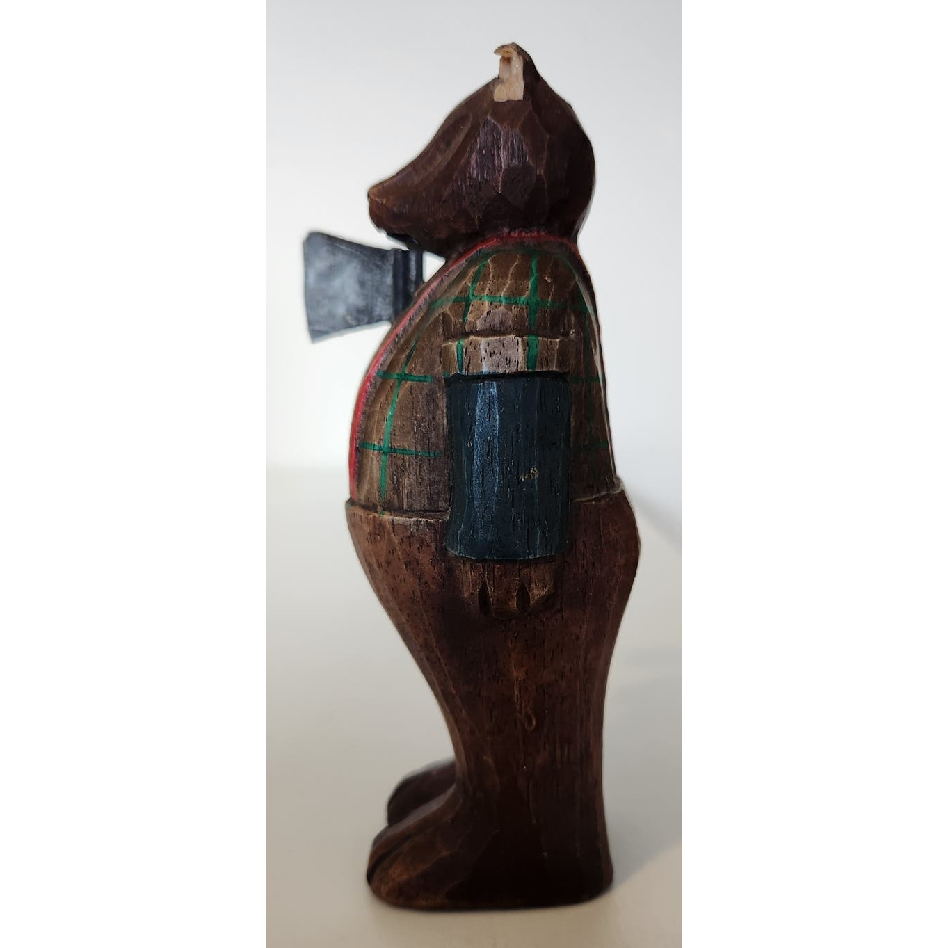Vintage 1900's Carved Wooden Lumber Jack Bear Figurine