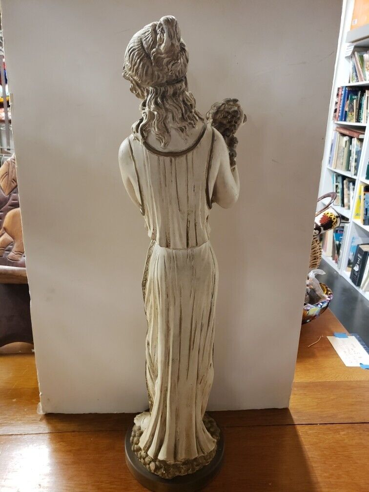 Art Nouveau Woman with Grapes Chalkware Sculpture 1900's