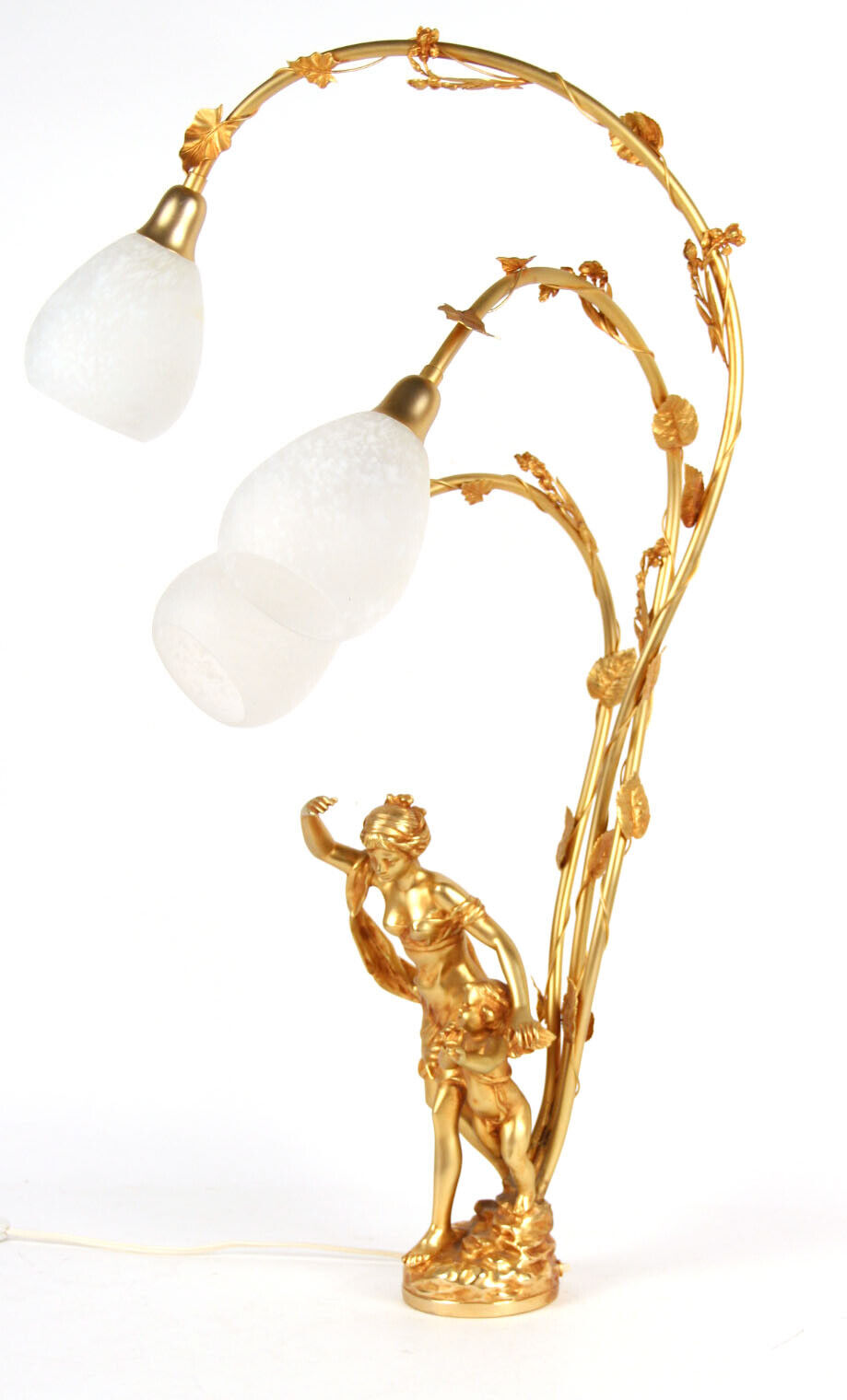 French Belle Epoque Ferville Suan Bronze Sculpture Lamp