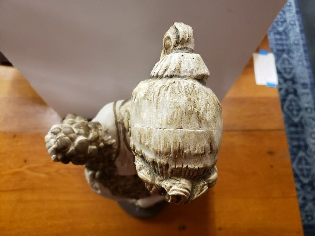 Art Nouveau Woman with Grapes Chalkware Sculpture 1900's